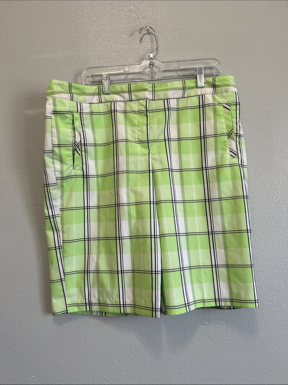 Green Plaid Golf Shorts